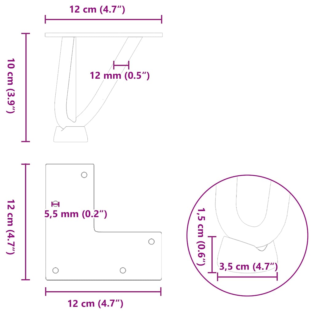 Hairpin Table Legs 4 pcs Anthracite