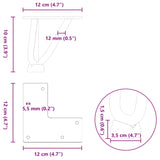 Pieds de table en forme d'épingle à cheveux 10 cm acier massif