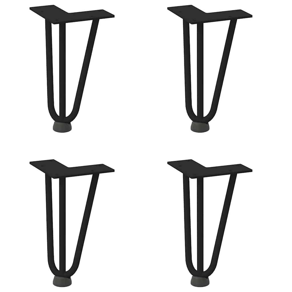 Pieds de table en forme d'épingle à cheveux 4 pcs noir 20 cm