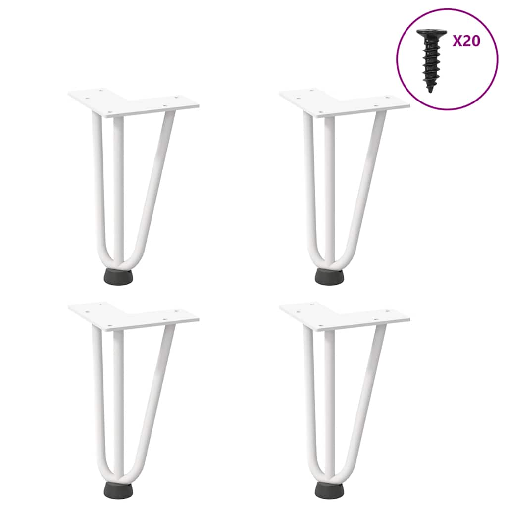 Pieds de table en forme d'épingle à cheveux 4 pcs blanc 20 cm