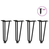 Pieds de table en forme d'épingle à cheveux 4 pcs noir 30 cm