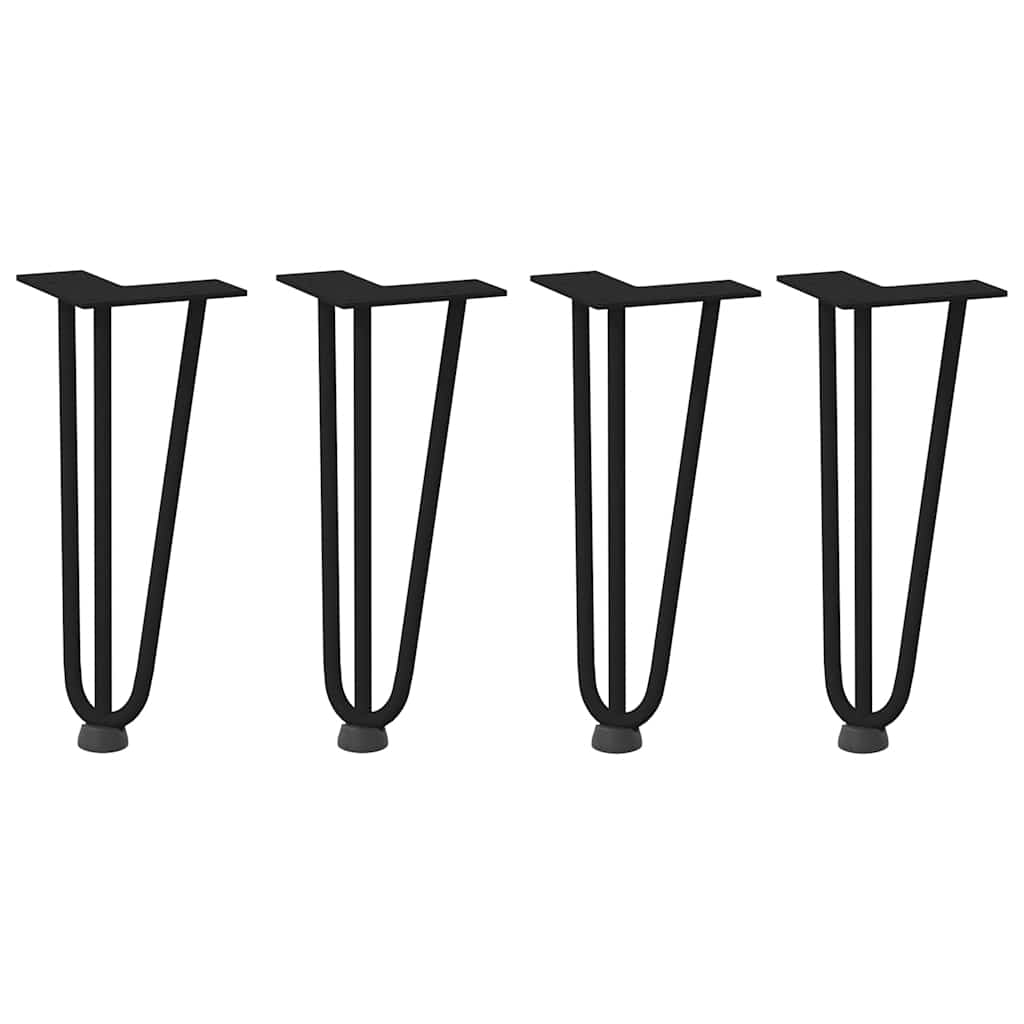 Pieds de table en forme d'épingle à cheveux 4 pcs noir 30 cm