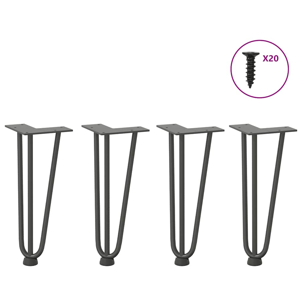 Pieds de table en forme d'épingle à cheveux 4 pcs anthracite