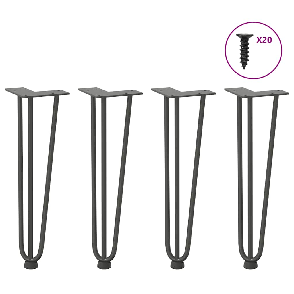 Pieds de table en forme d'épingle à cheveux 4 pcs anthracite