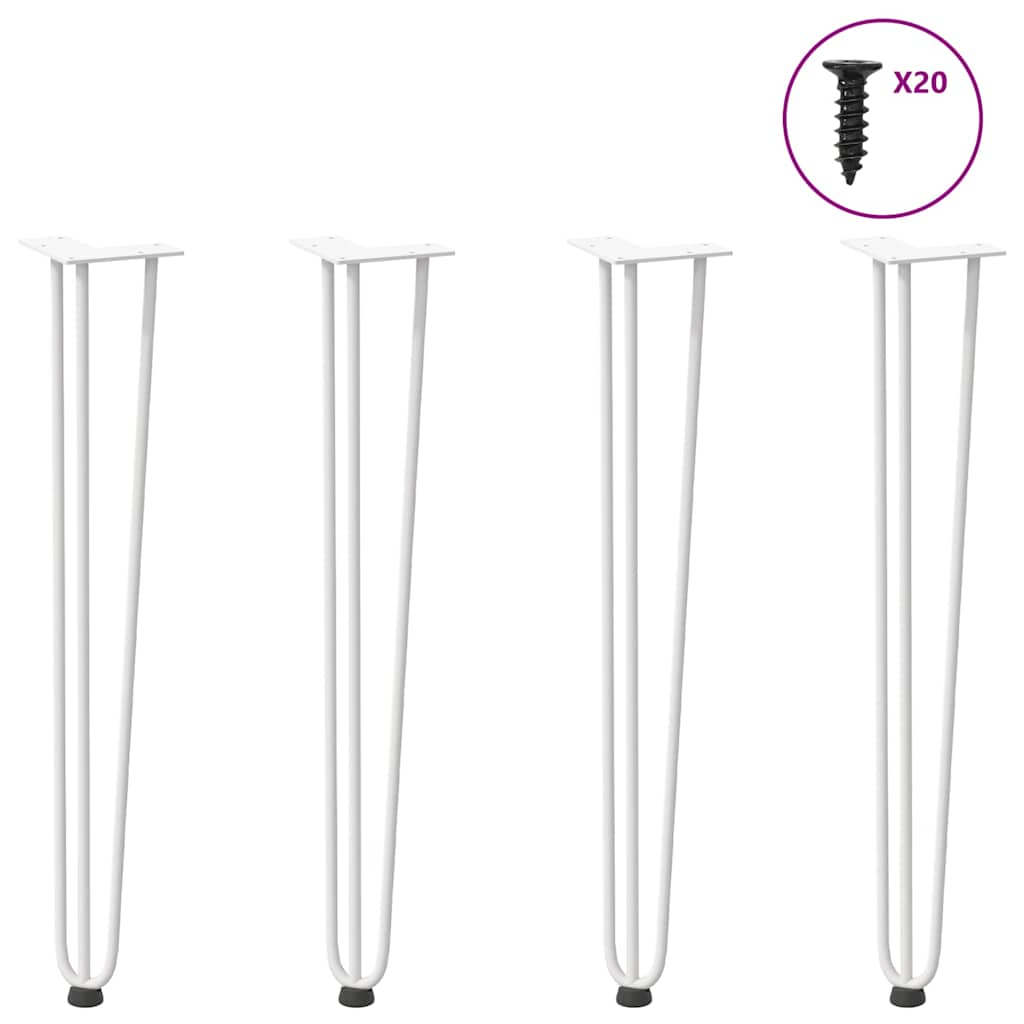 Pieds de table en forme d'épingle à cheveux 4 pcs blanc 72 cm