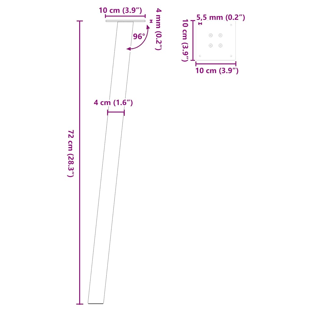 Coffee table legs natural steel 4 pcs 72 cm steel