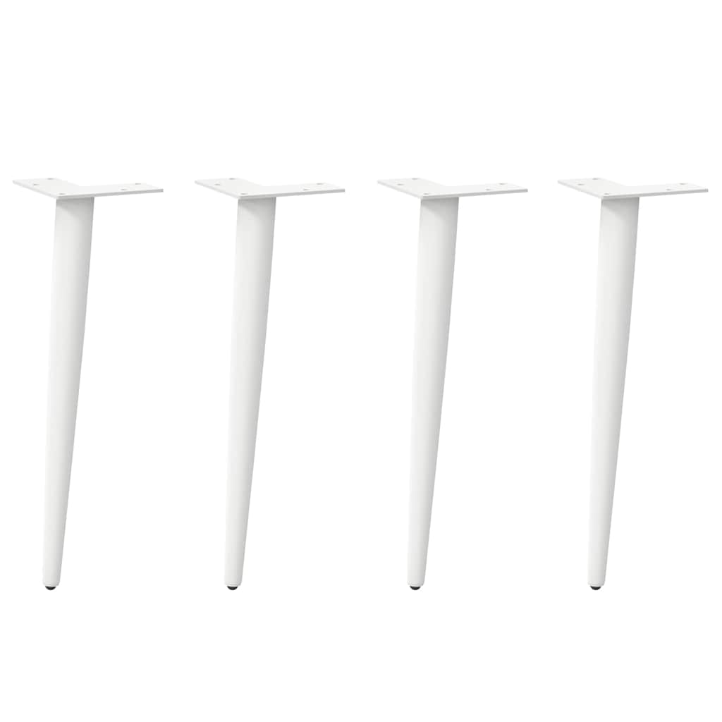 Pieds de table basse forme conique 4 pcs blanc 30-31 cm acier