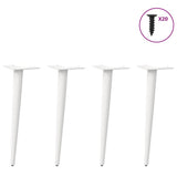 Pieds de table basse forme conique 4 pcs blanc 30-31 cm acier