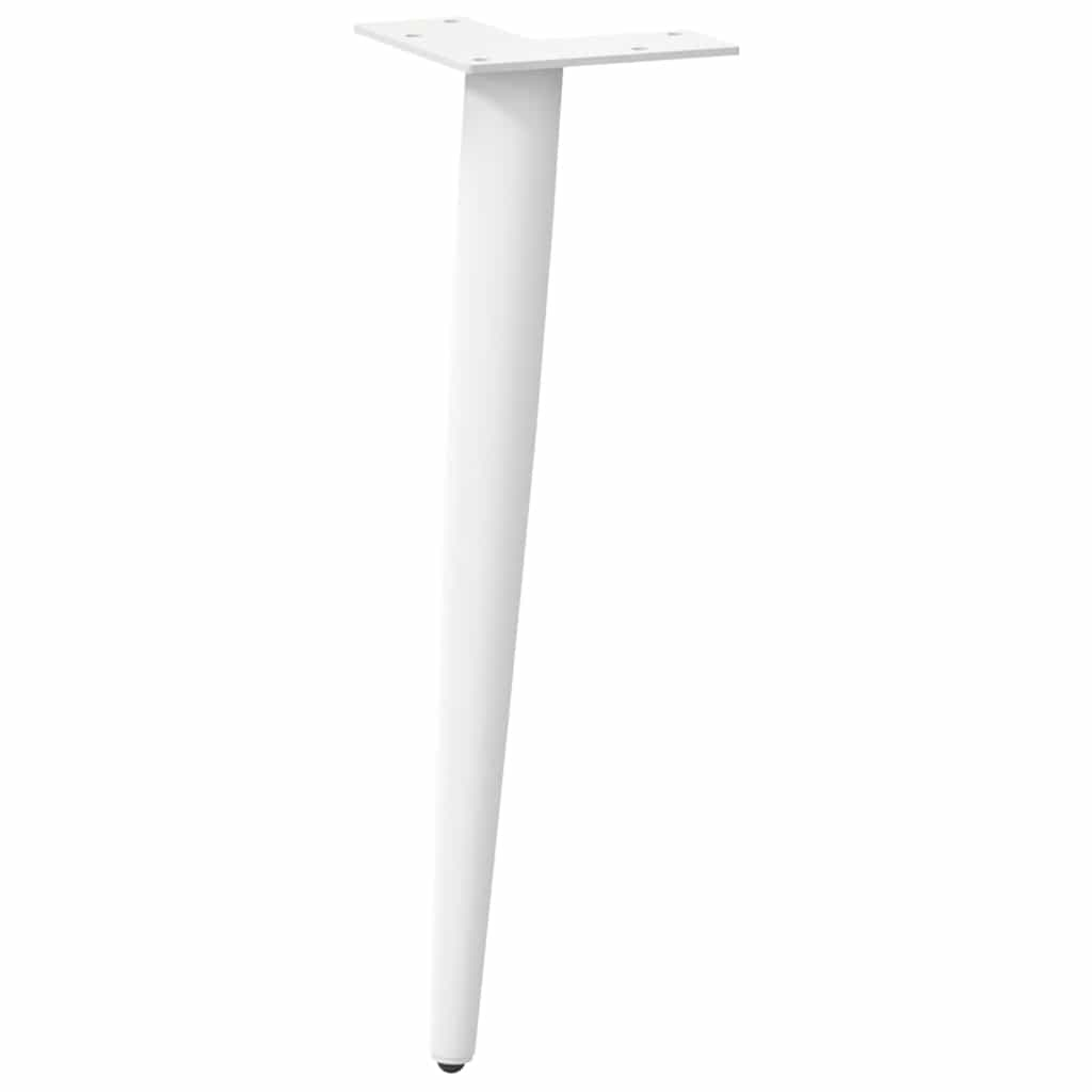 Pieds de table basse forme conique 4 pcs blanc 30-31 cm acier