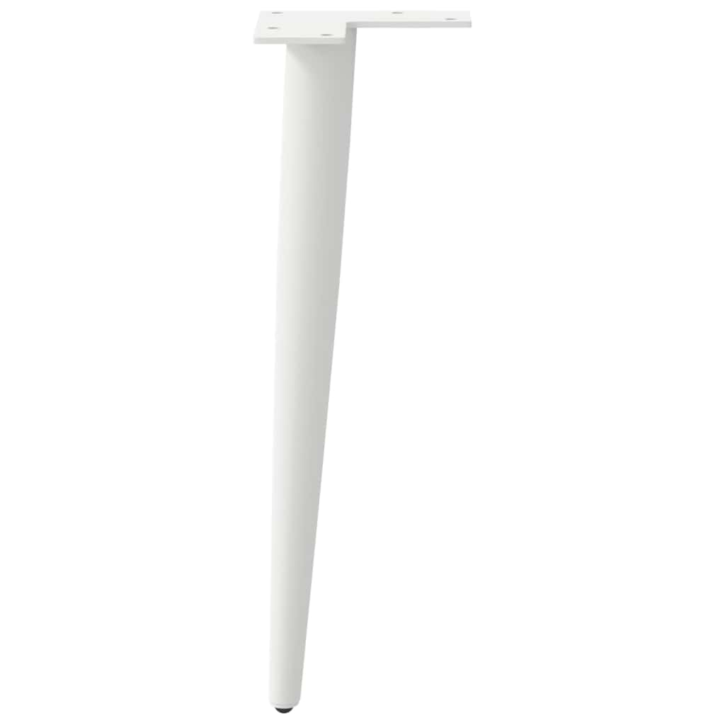 Pieds de table basse forme conique 4 pcs blanc 30-31 cm acier