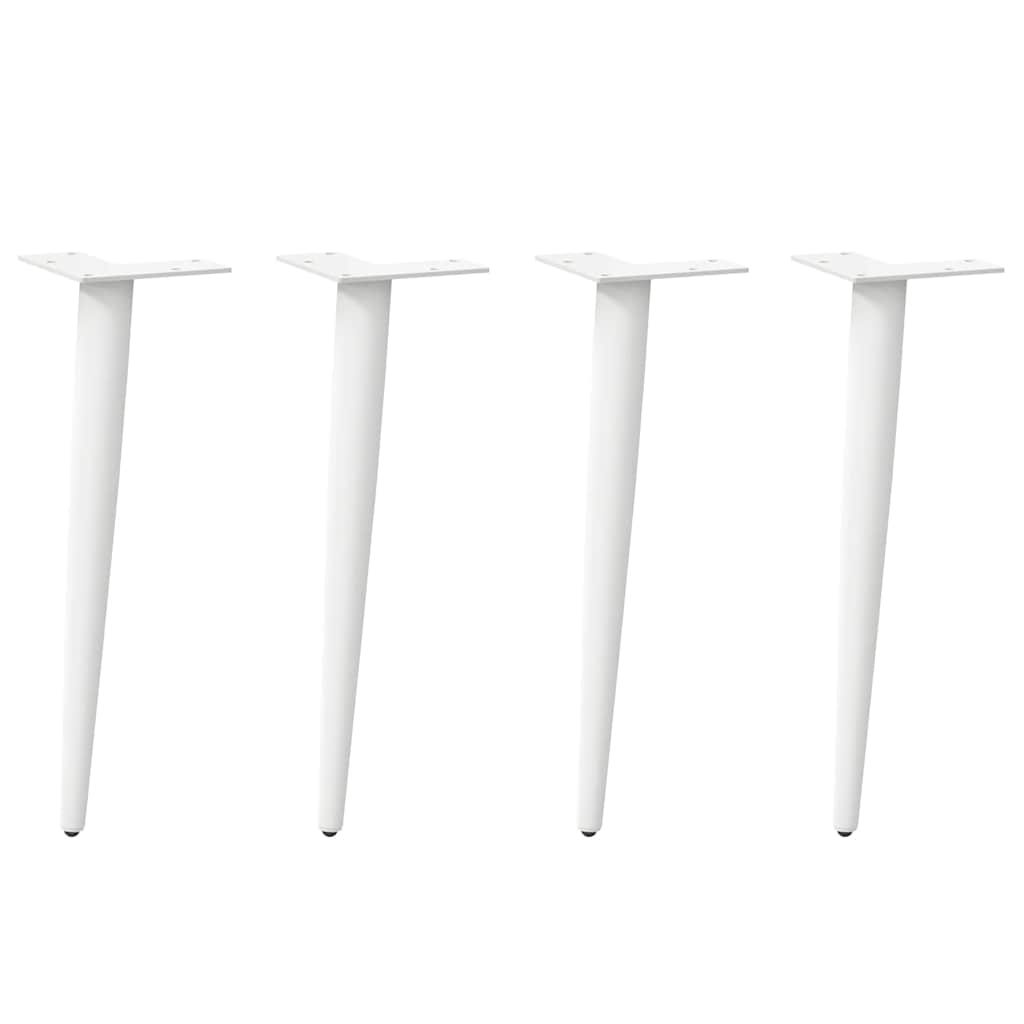 Pieds de table basse forme conique 4 pcs blanc 42-43 cm acier