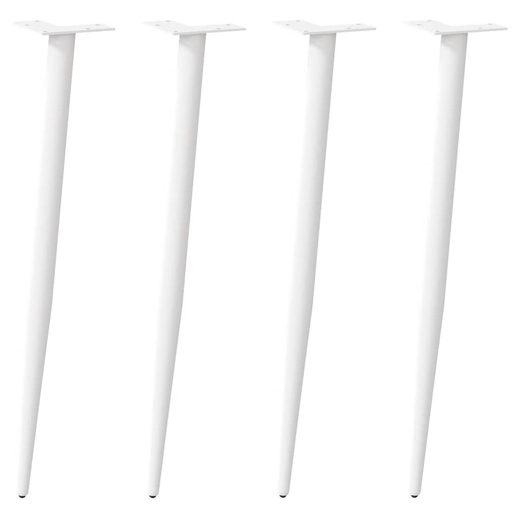 Pieds de table basse forme conique 4 pcs blanc 72-73 cm acier