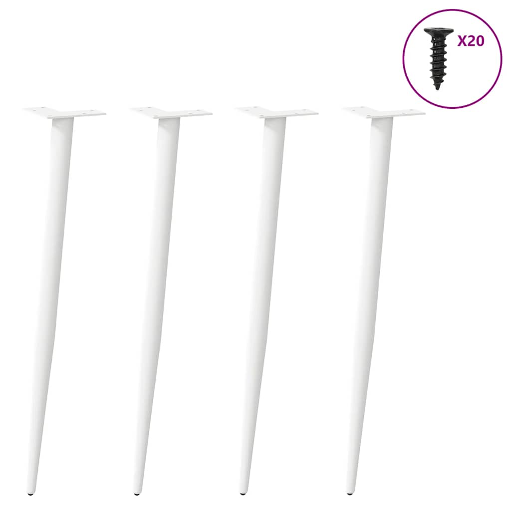 Pieds de table basse forme conique 4 pcs blanc 72-73 cm acier