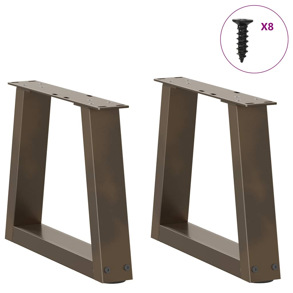 Dining table legs V shape 2 pcs natural steel steel