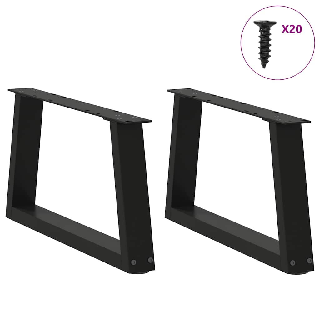 Dining table legs V shape 2 pcs black 50x(30-31.3)cm steel