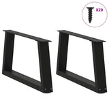 Dining table legs V shape 2 pcs black 50x(30-31.3)cm steel