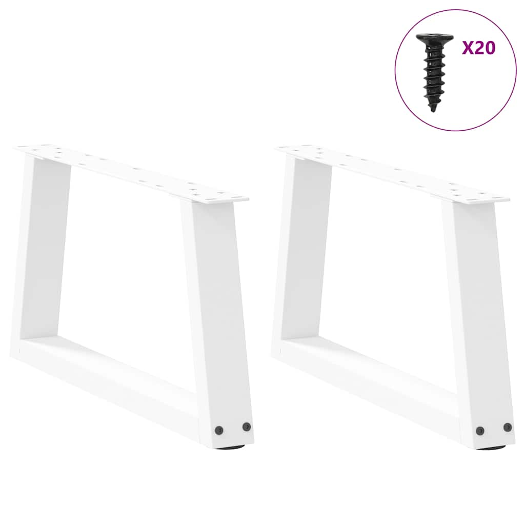 Dining table legs V shape 2pcs white 50x(30-31.3)cm steel