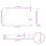 Dining table legs V shape 2pcs white 50x(30-31.3)cm steel