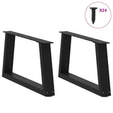 Dining table legs V shape 2 pcs black 60x(30-31.3)cm steel