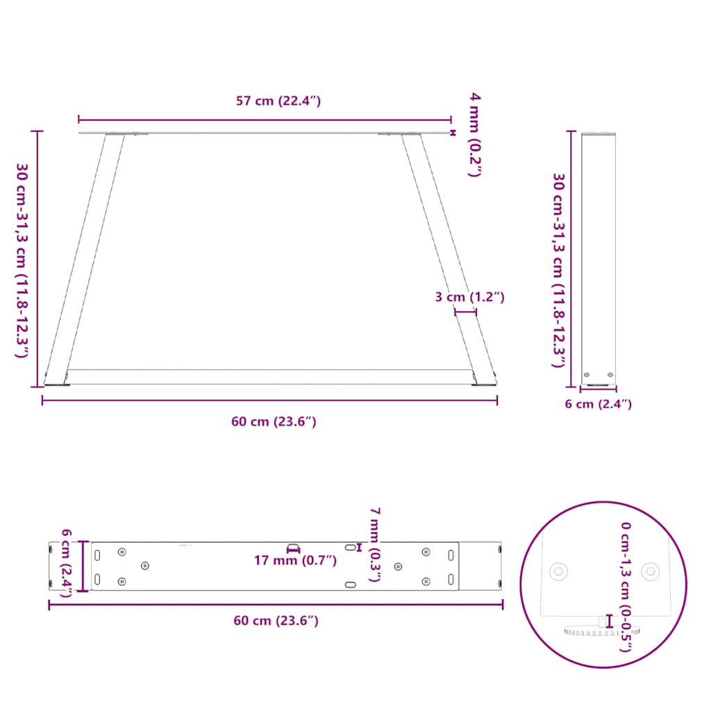 Dining table legs V shape 2 pcs natural steel steel