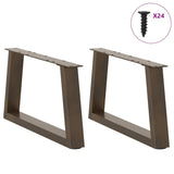 Dining table legs V shape 2 pcs natural steel steel