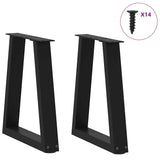 Pieds de table à manger forme de V 2 pcs noir 38x(42-43,3) cm