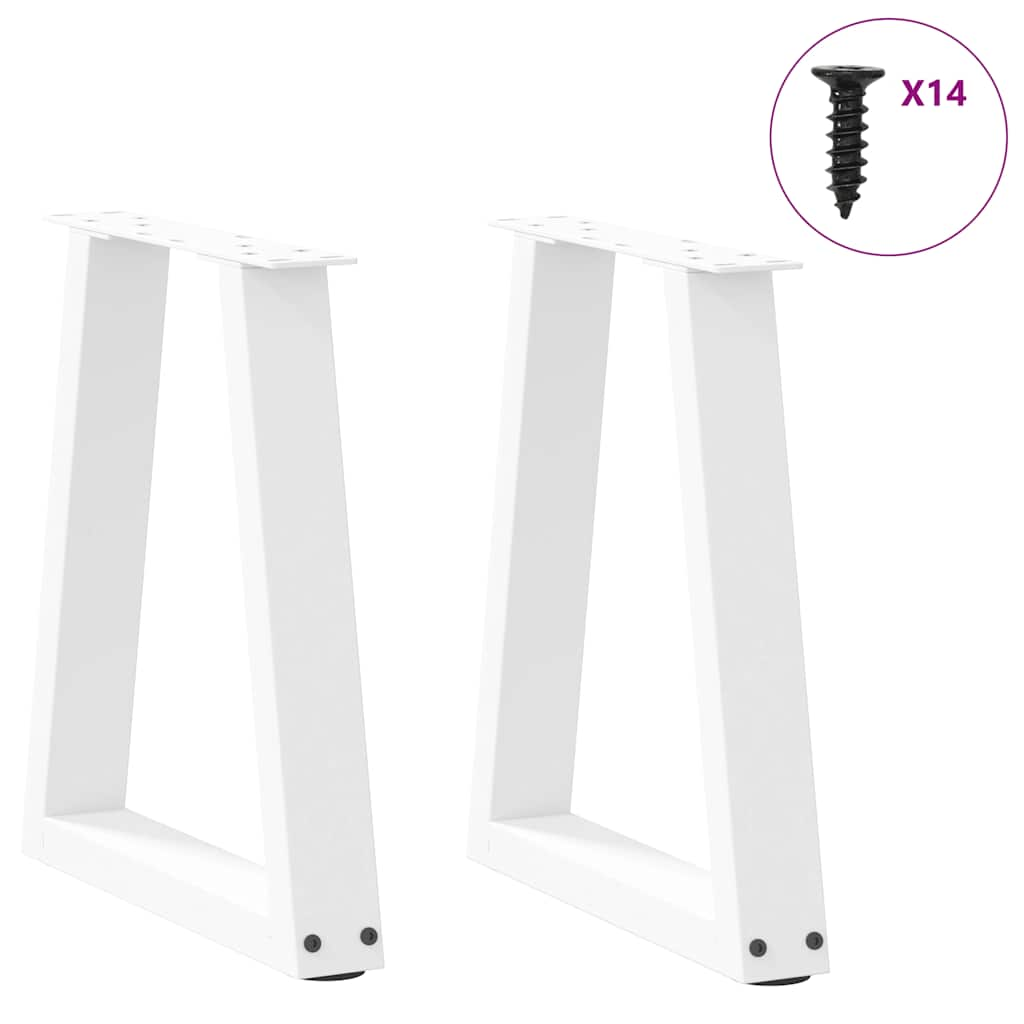 Pieds de table à manger forme de V 2 pcs blanc 38x(42-43,3) cm