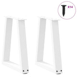 Pieds de table à manger forme de V 2 pcs blanc 38x(42-43,3) cm