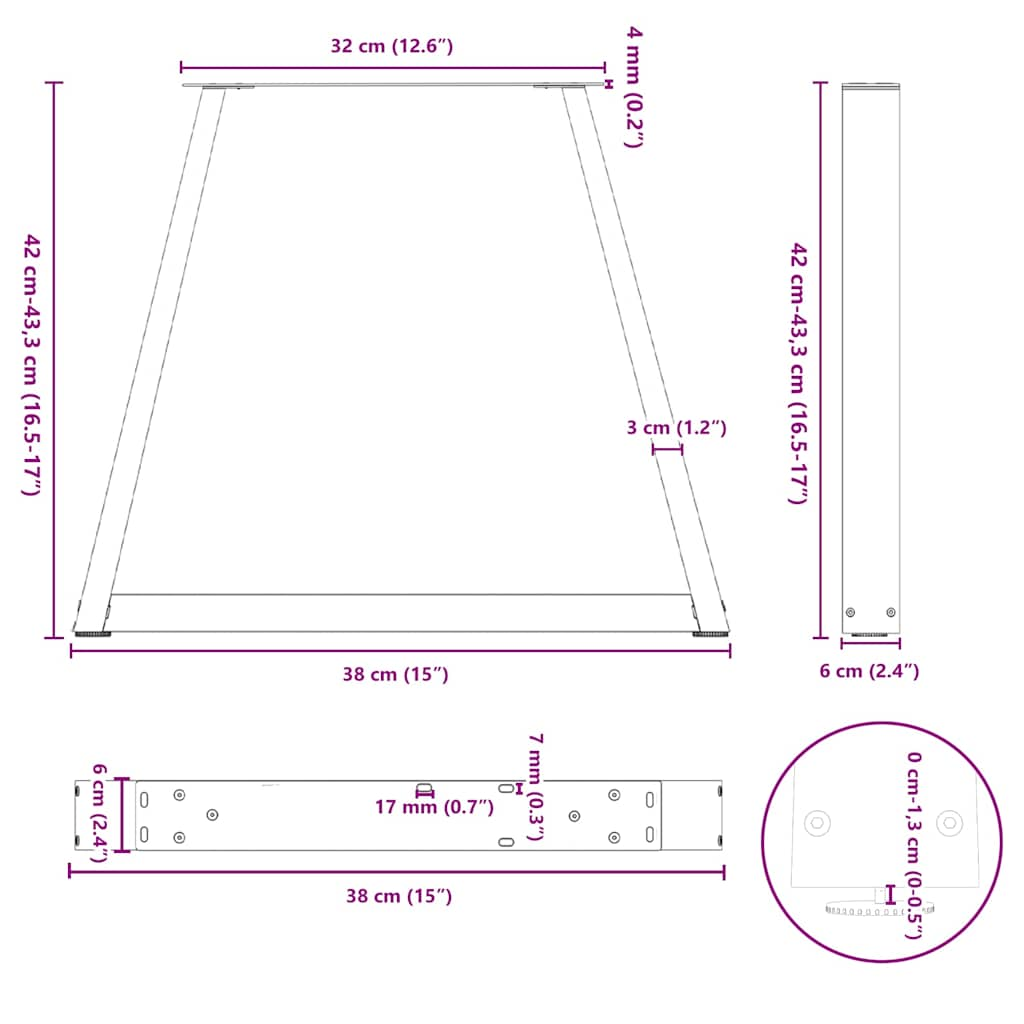 V-shaped dining table legs 2 pcs anthracite steel