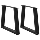 Dining table legs V shape 2 pcs black 50x(42-43.3)cm steel