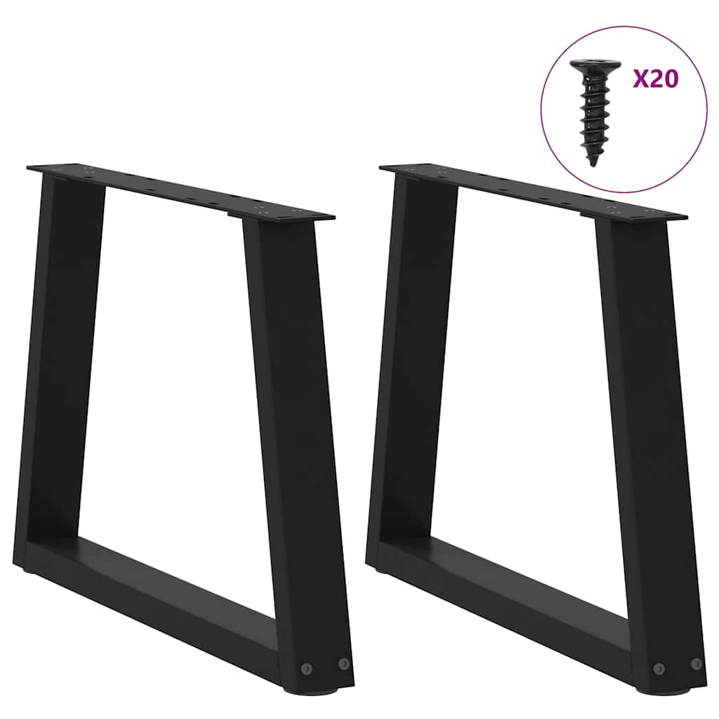 Dining table legs V shape 2 pcs black 50x(42-43.3)cm steel