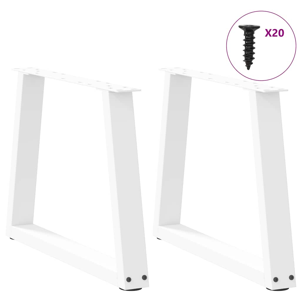 Dining table legs V shape 2pcs white 50x(42-43.3)cm steel