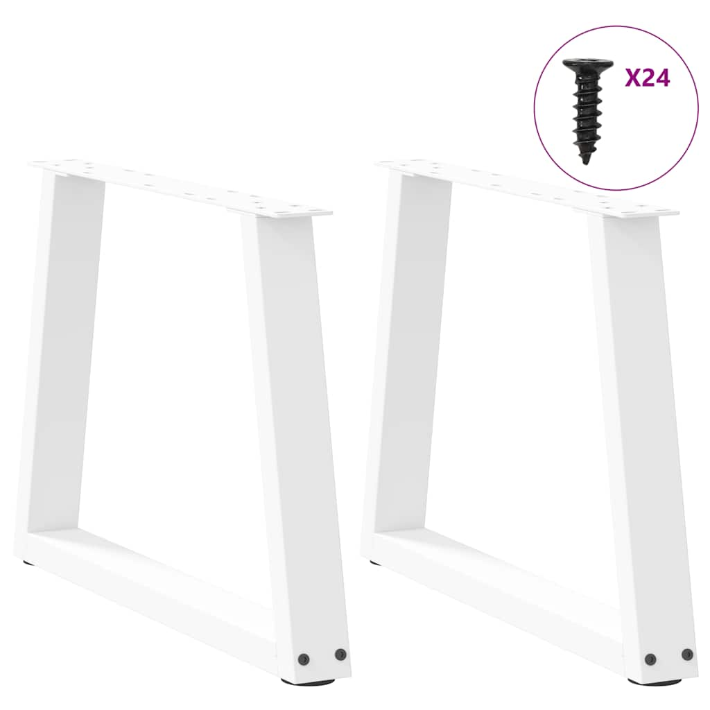 Dining table legs V shape 2pcs white 60x(42-43.3)cm steel