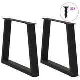 Dining table legs V shape 2 pcs black 70x(42-43.3)cm steel