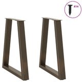 Dining table legs V shape 2 pcs natural steel steel