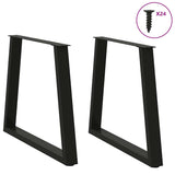 Dining table legs V shape 2 pcs black 70x(72-73.3)cm steel