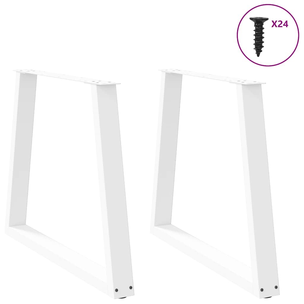 Dining table legs V shape 2pcs white 70x(72-73.3)cm steel