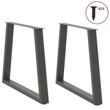 Dining table legs V shape 2 pcs anthracite 70x(72-73.3)cm