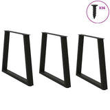 V-shaped dining table legs 3 pcs black 70x(72-73.3) cm