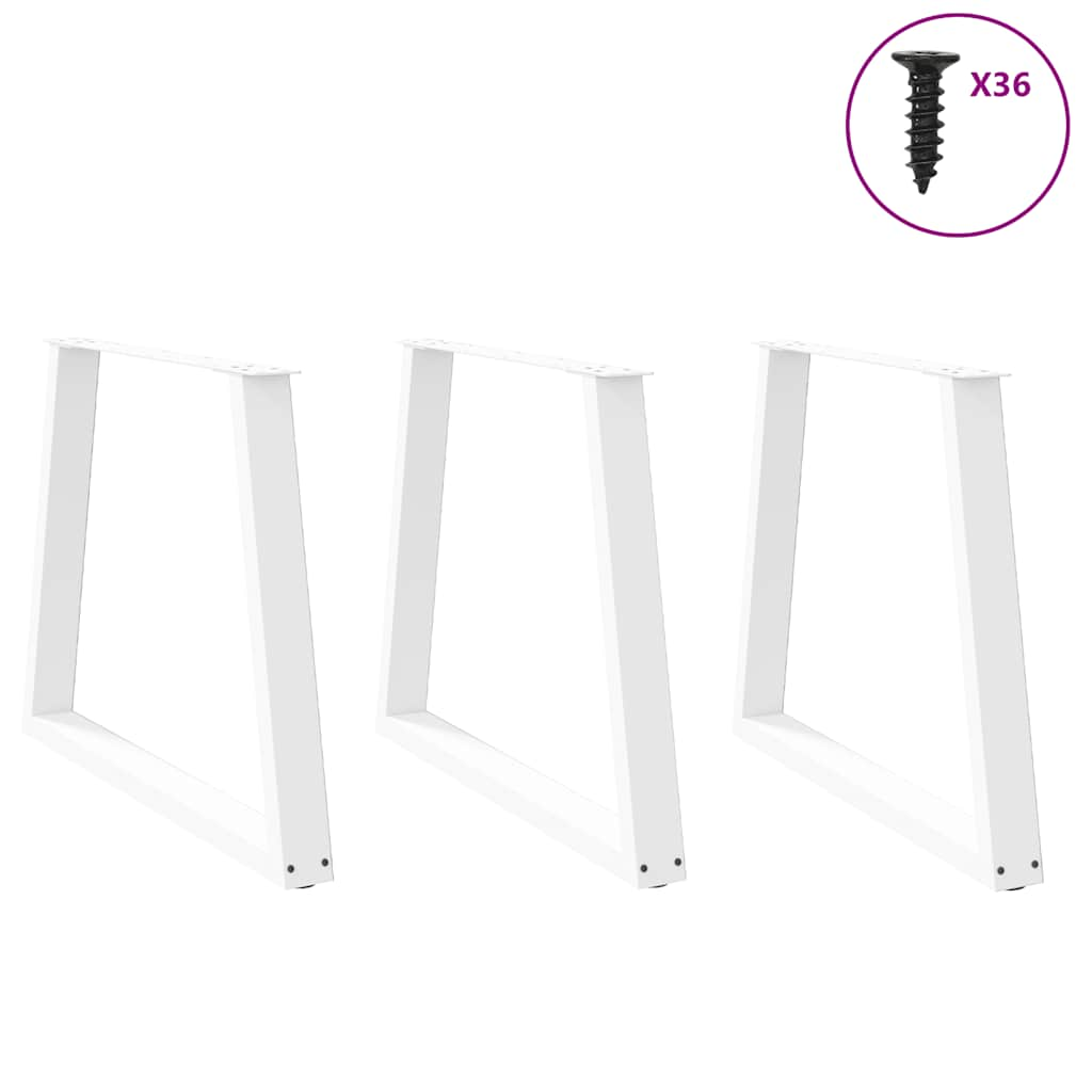 Pieds de table à manger forme de V 3 pcs blanc 70x(72-73,3) cm