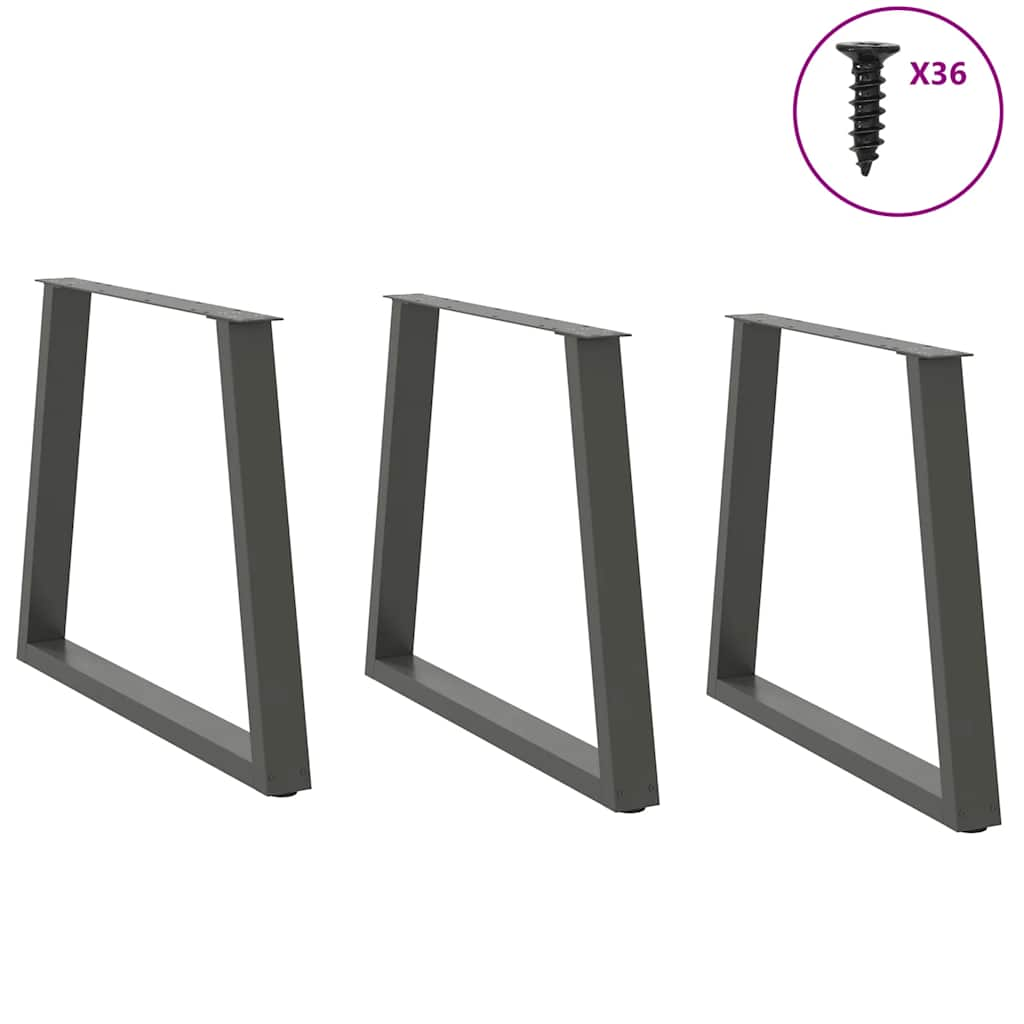 Dining table legs V shape 3 pcs 70x(72-73.3) cm steel