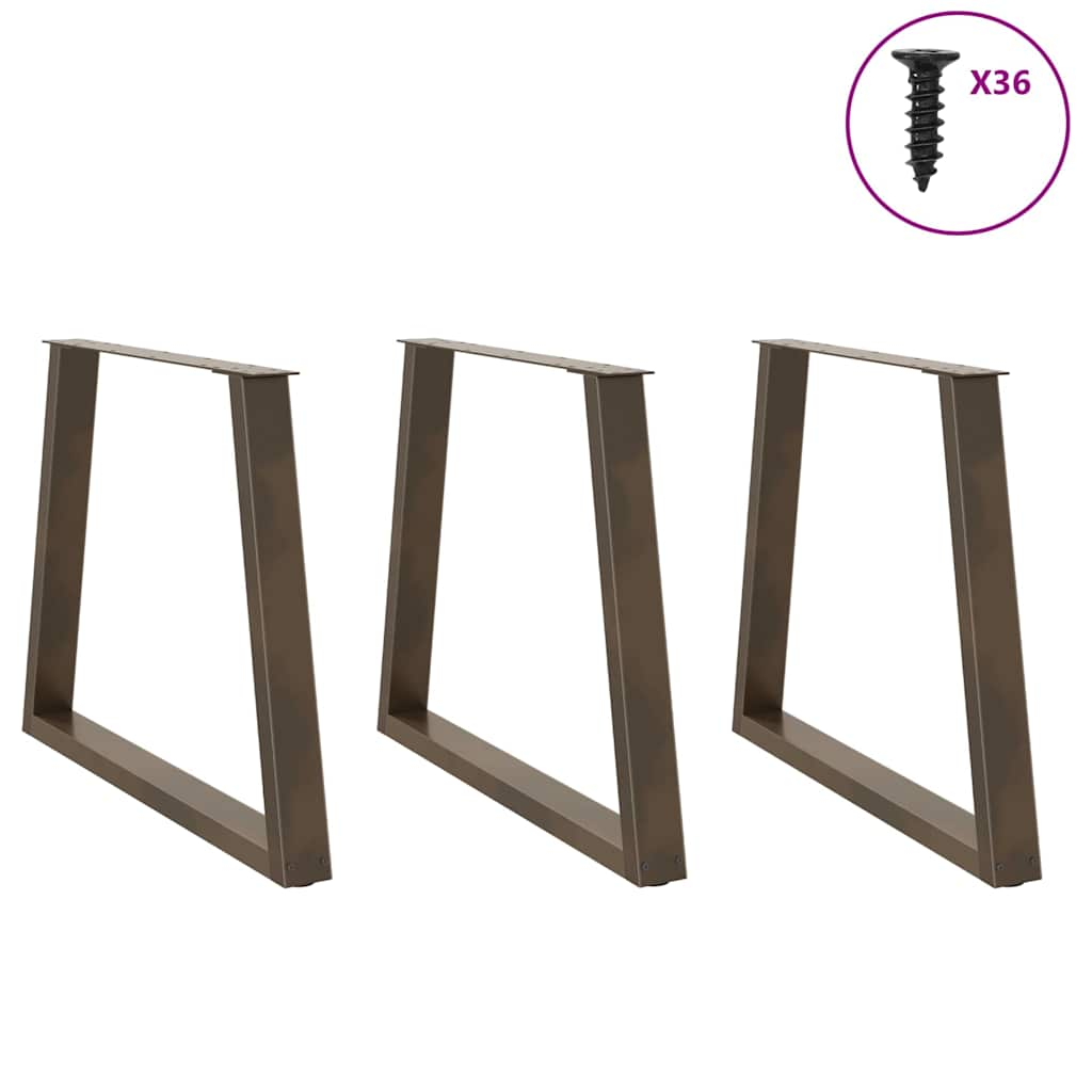 Dining table legs V shape 3 pcs natural steel steel