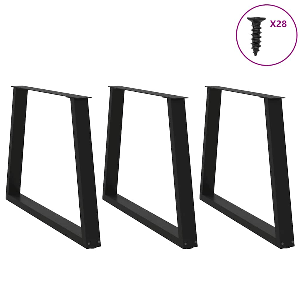 V-shaped dining table legs 3 pcs black 90x(72-73.3) cm