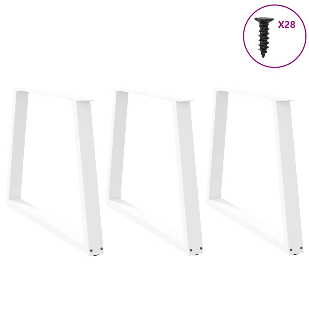 Dining table legs V shape 3 pcs white 90x(72-73.3) cm