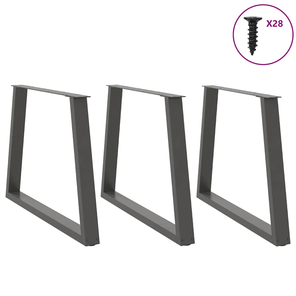 V-shaped dining table legs 3 pcs 90x(72-73.3) cm steel