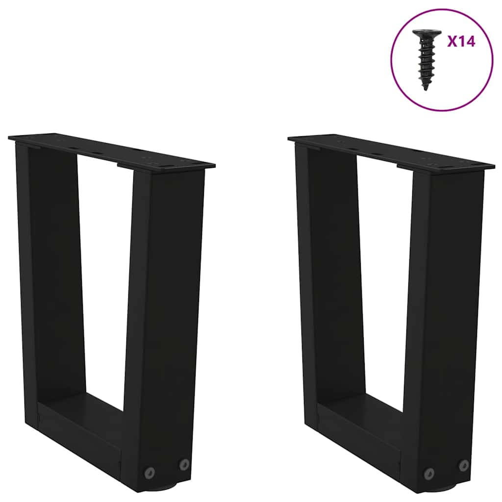 Dining table legs V shape 2 pcs black 30x(30-31.3)cm steel