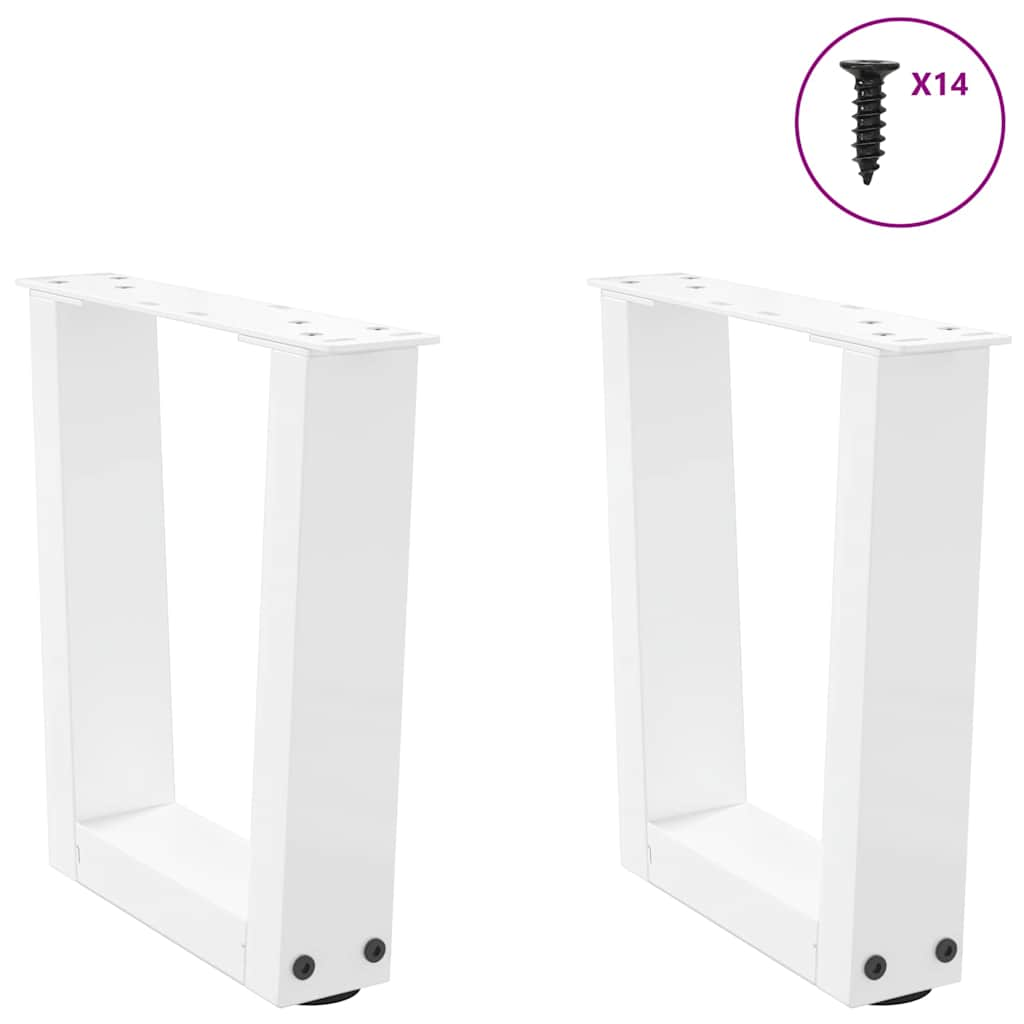 Dining table legs V shape 2pcs white 30x(30-31.3)cm steel