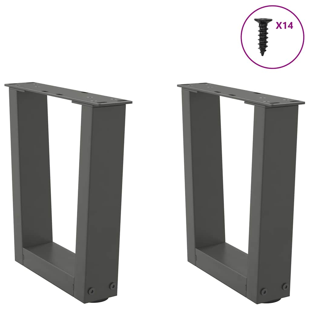 Dining table legs V shape 2 pcs anthracite 30x(30-31.3)cm