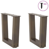 Dining table legs V shape 2 pcs natural steel steel