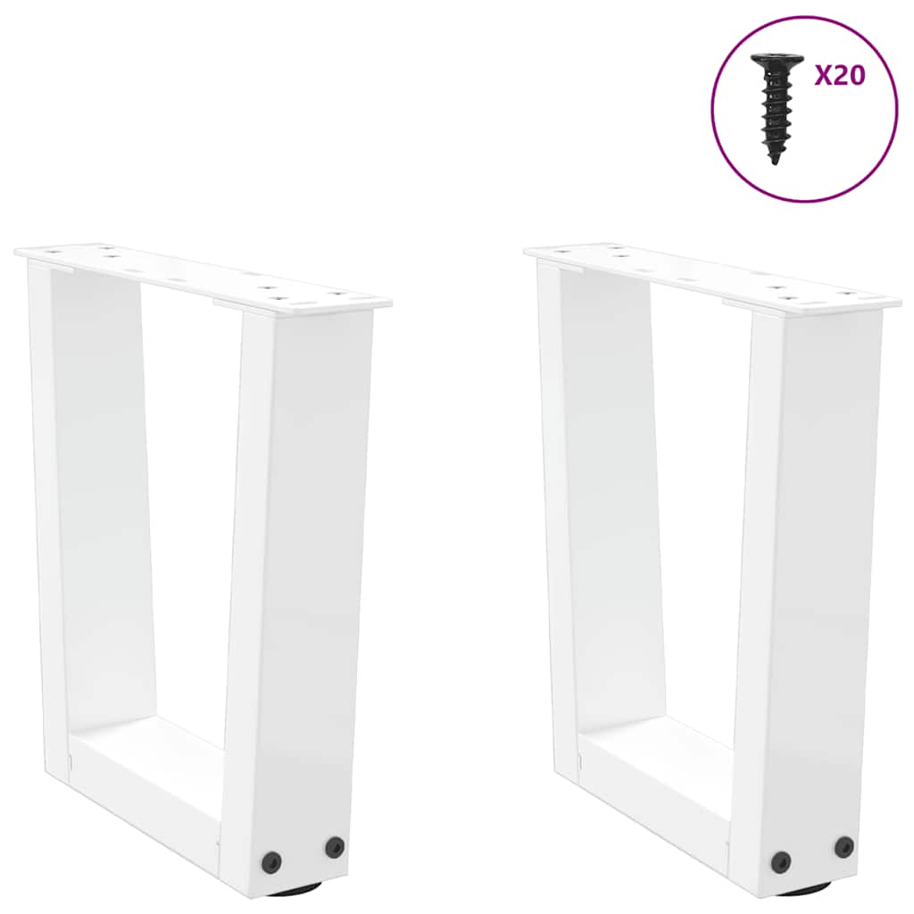 Dining table legs V shape 2pcs white 40x(30-31.3)cm steel